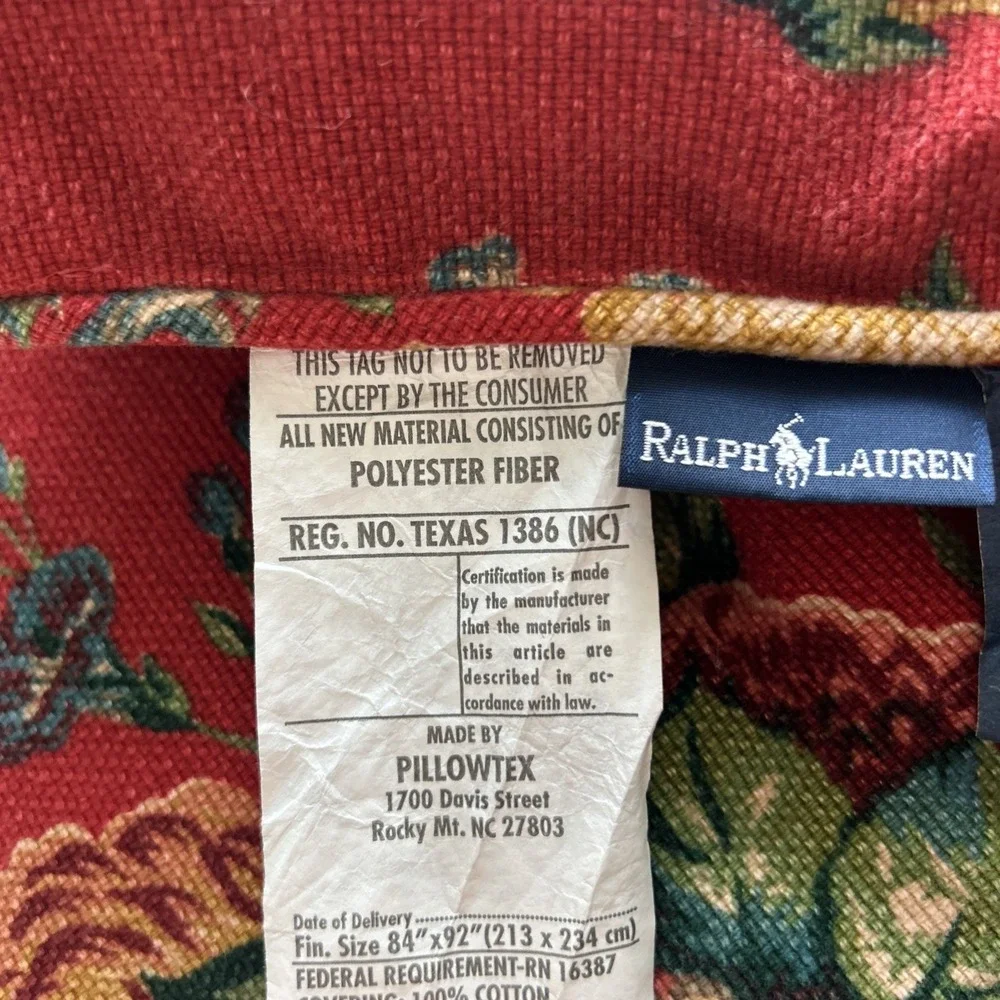 Ralph Lauren Vintage VTG Aylesbury Barkcloth Queen Full Comforter Bedspread